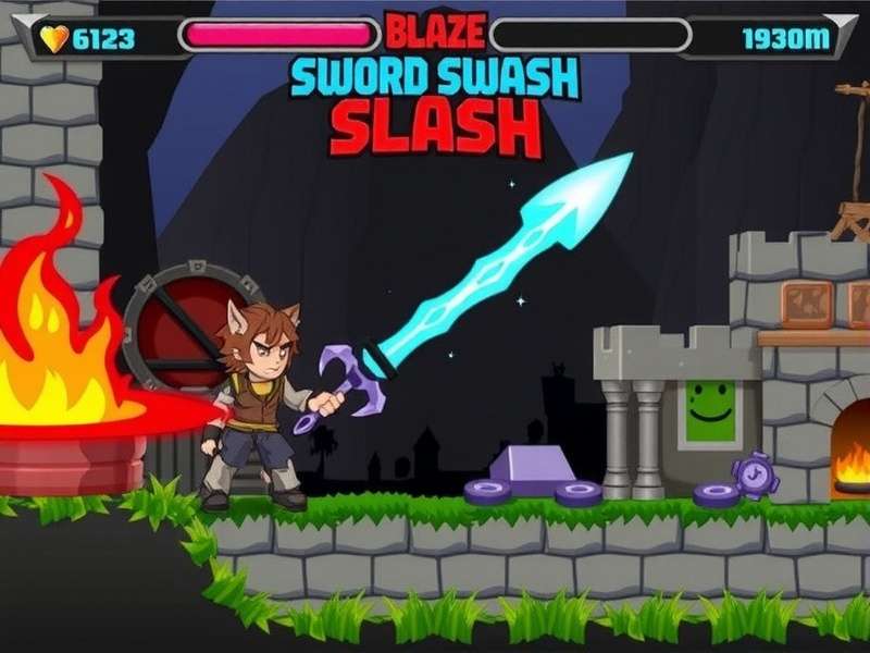 Blaze Sword Slash Epic Battle Scene Blaze Sword Slash Game Hero Image